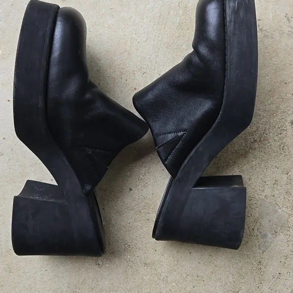 Y2k Steve Madden Chunky Heel Black Leather Mules - Picture 4 of 7